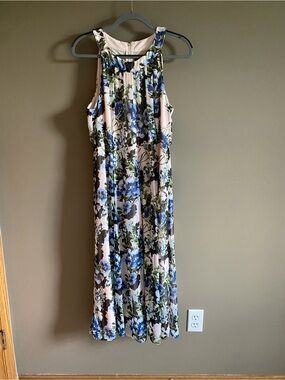 Tommy Hilfiger Pink Maxi Dress with Blue Floral Print